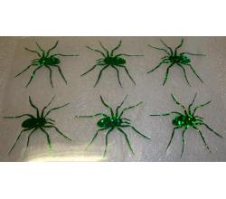 6 Buegelpailletten Spinnen Hologramm gruen